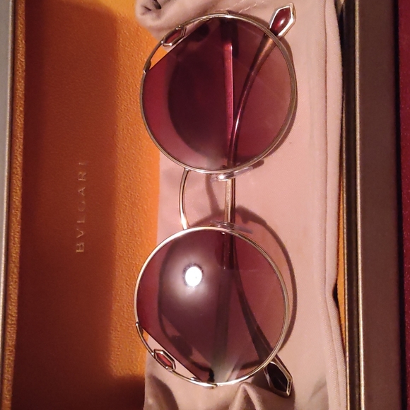 Bvlgari BV 6159 278/13 Pale Gold Metal Round Sunglasses Brown Gradient Lens - Picture 3 of 6